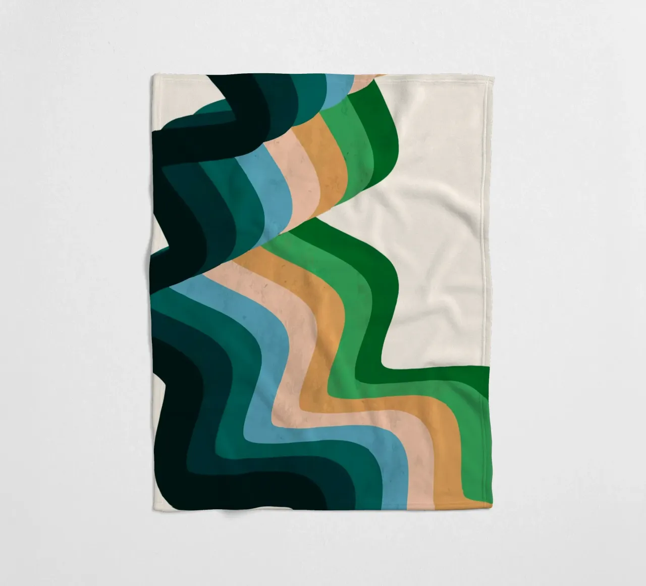 Retro Wavy Abstraction: 70s Inspired Groovy Landscape Print fleece blanket by NorwesClub