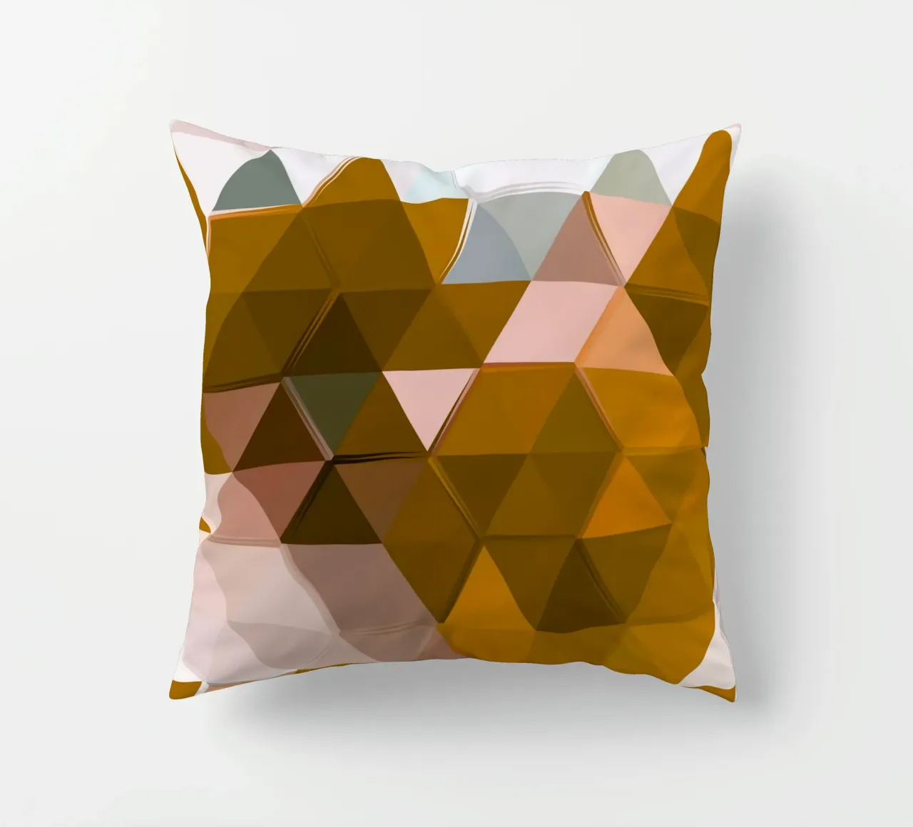 Polygonal Earth Tones Abstract Geometric Pattern Print decorative cushion by NorwesClub