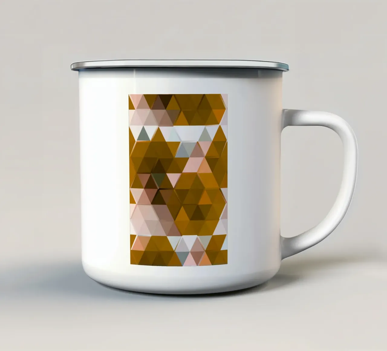 Polygonale aarde tonen abstract geometrisch patroon print emaille mok van NorwesClub