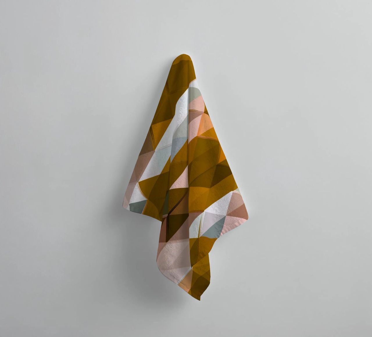 Polygonal Earth Tones Abstract Geometric Pattern Print towel by NorwesClub