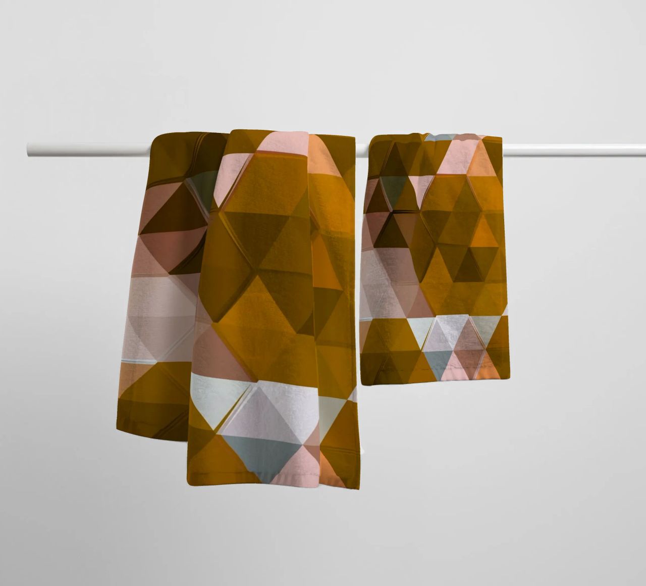 Polygonal Earth Tones Abstract Geometric Pattern Print towel by NorwesClub