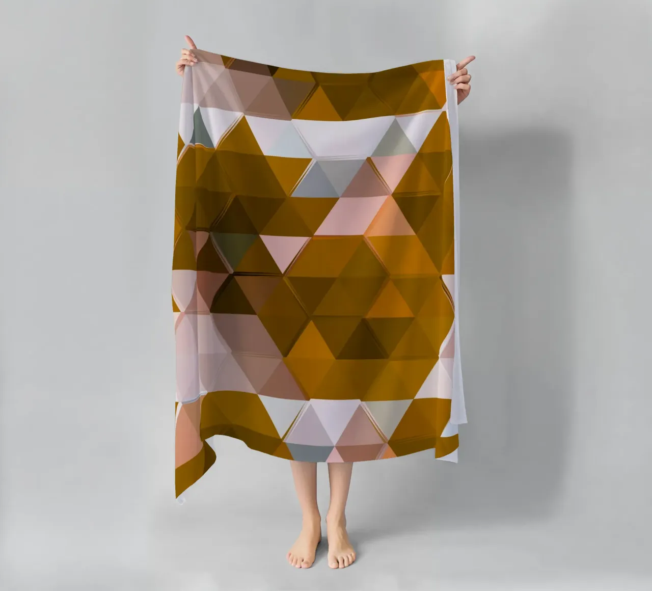 Polygonal Earth Tones Abstract Geometric Pattern Print beach towel by NorwesClub
