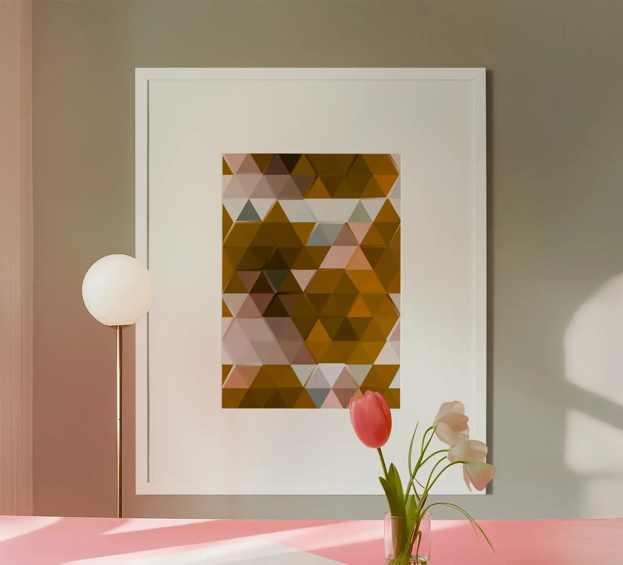 Polygonal Earth Tones Abstract Geometric Pattern Print hahnemühle by NorwesClub