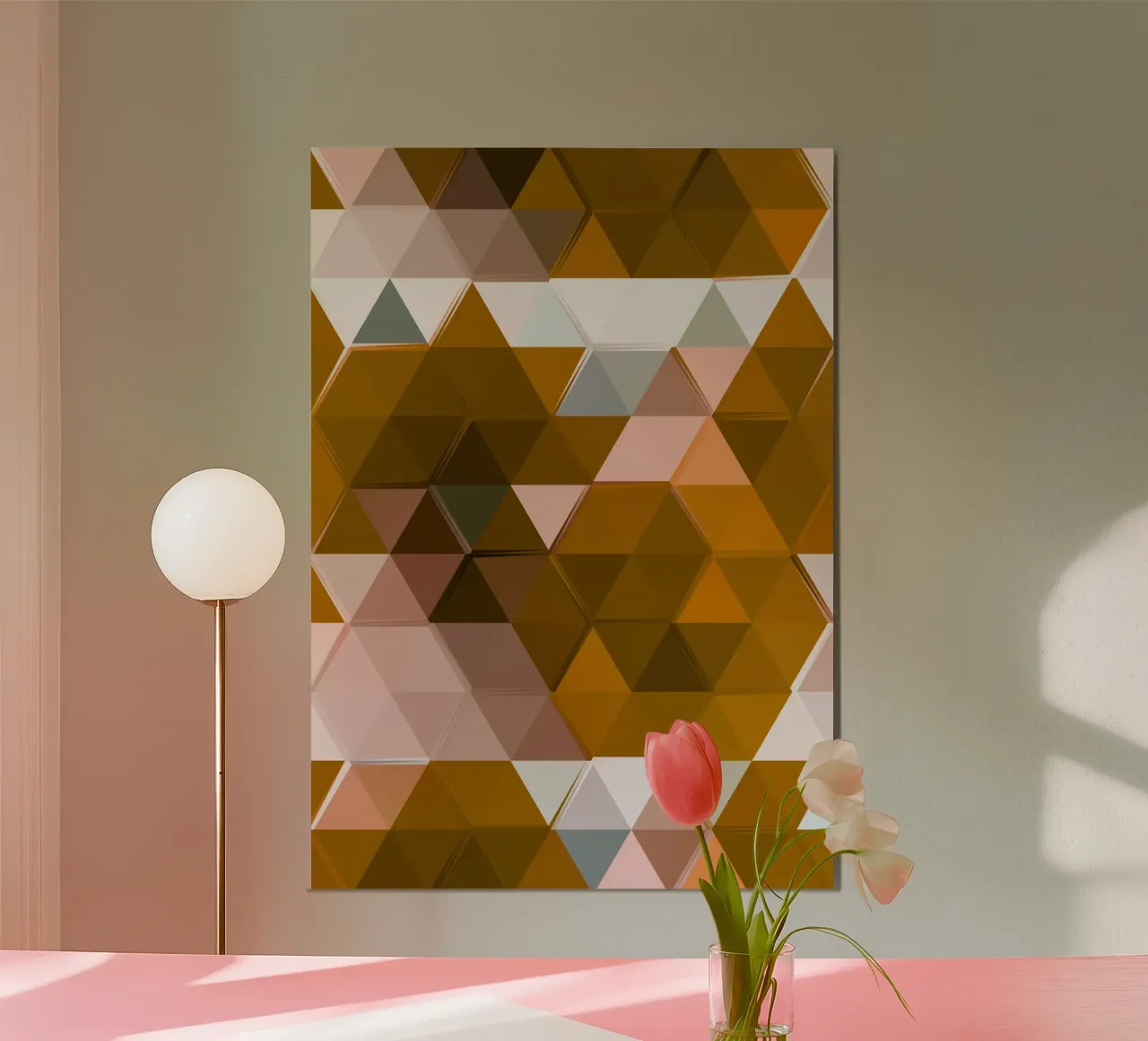 Polygonal Earth Tones Abstract Geometric Pattern Print hahnemühle by NorwesClub