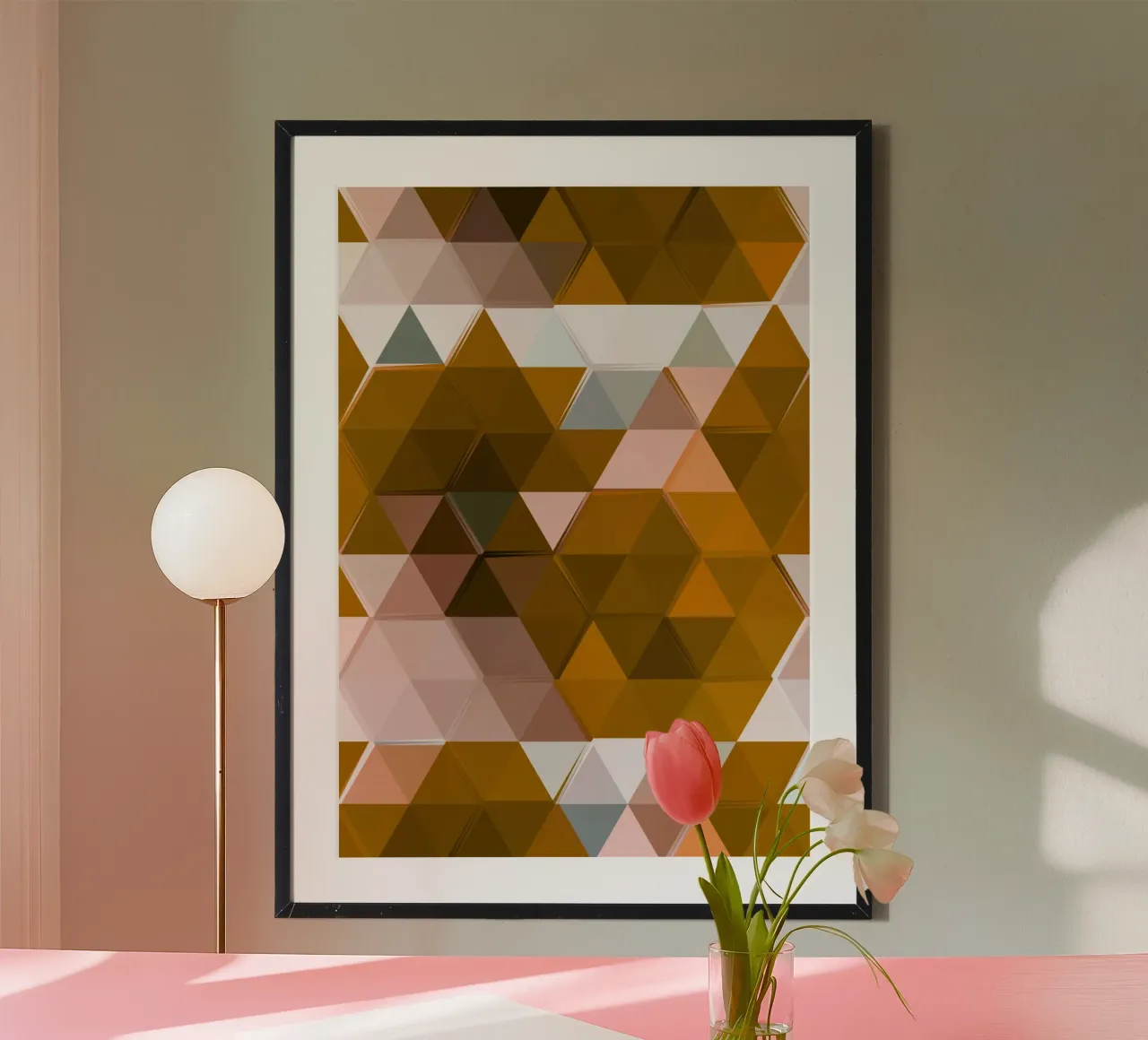 Polygonal Earth Tones Abstract Geometric Pattern Print hahnemühle by NorwesClub