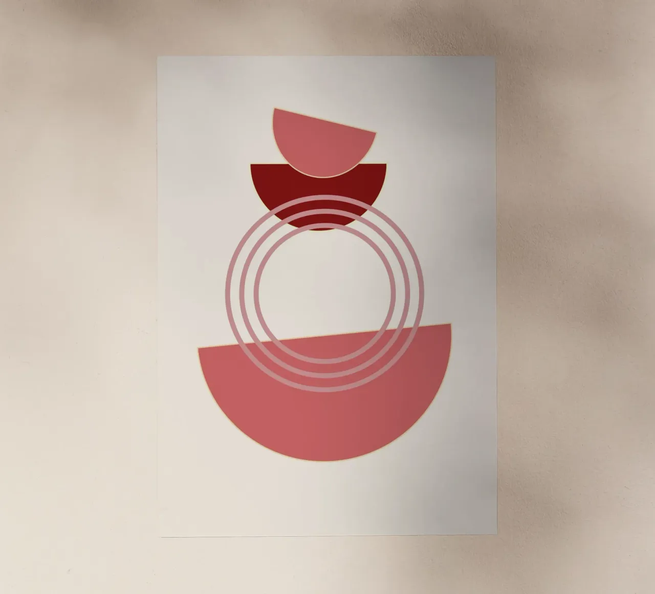 Abstract Biomorphic Shapes Pink & Gold Minimalist Art Print backlit film by NorwesClub