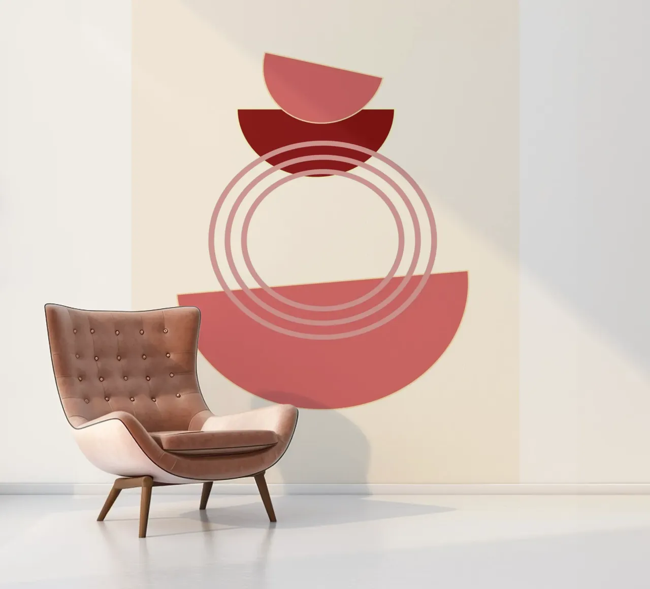 Abstract Biomorphic Shapes Pink & Gold Minimalist Art Print photo wallpaper by NorwesClub