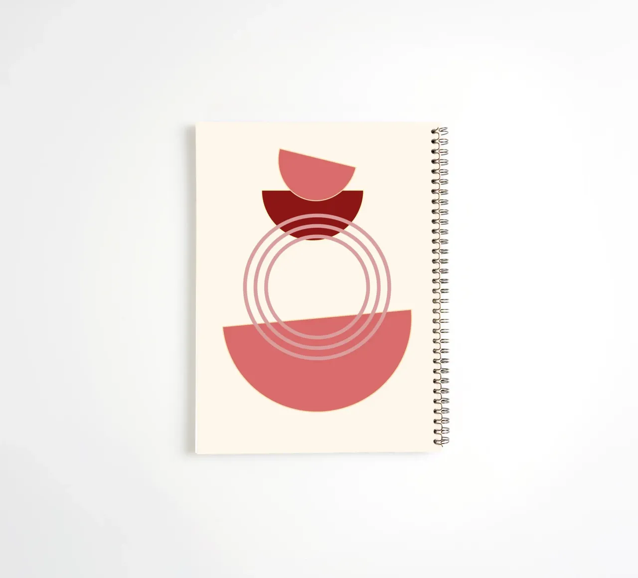 Abstract Biomorphic Shapes Pink & Gold Minimalist Art Print spiral notebook by NorwesClub
