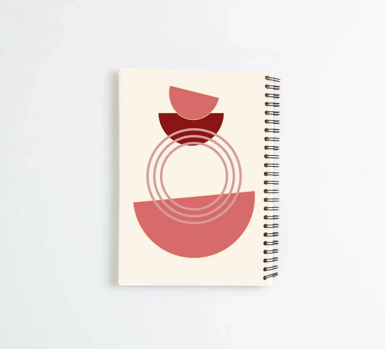 Abstract Biomorphic Shapes Pink & Gold Minimalist Art Print spiral notebook by NorwesClub