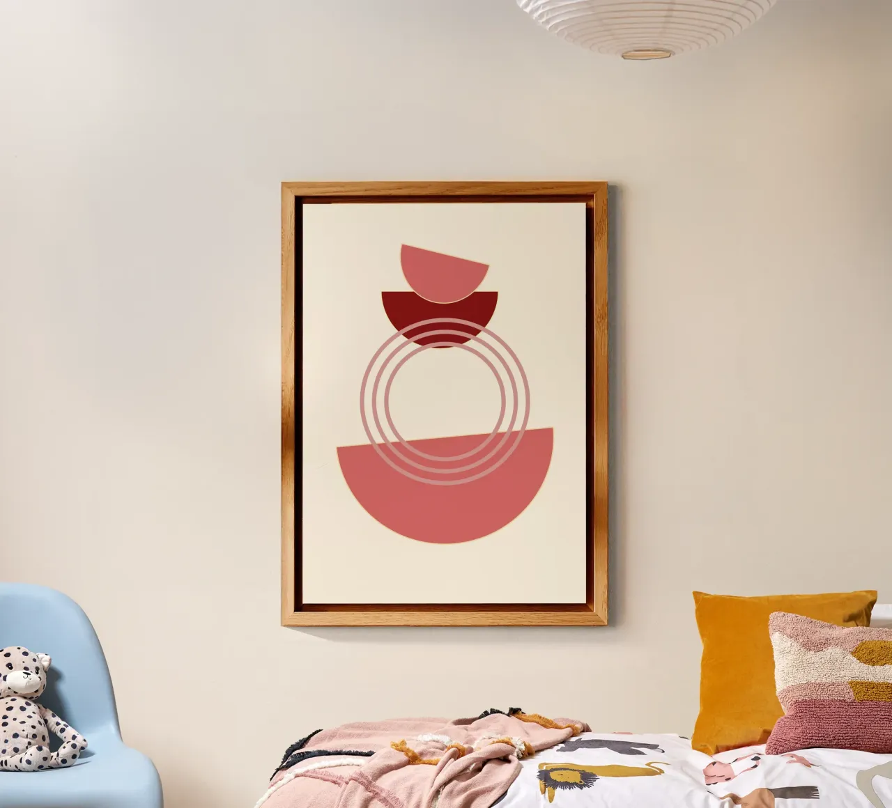 Abstracte Biomorfe Vormen Roze & Goud Minimalistische Kunstdruk aluminium-dibond van NorwesClub