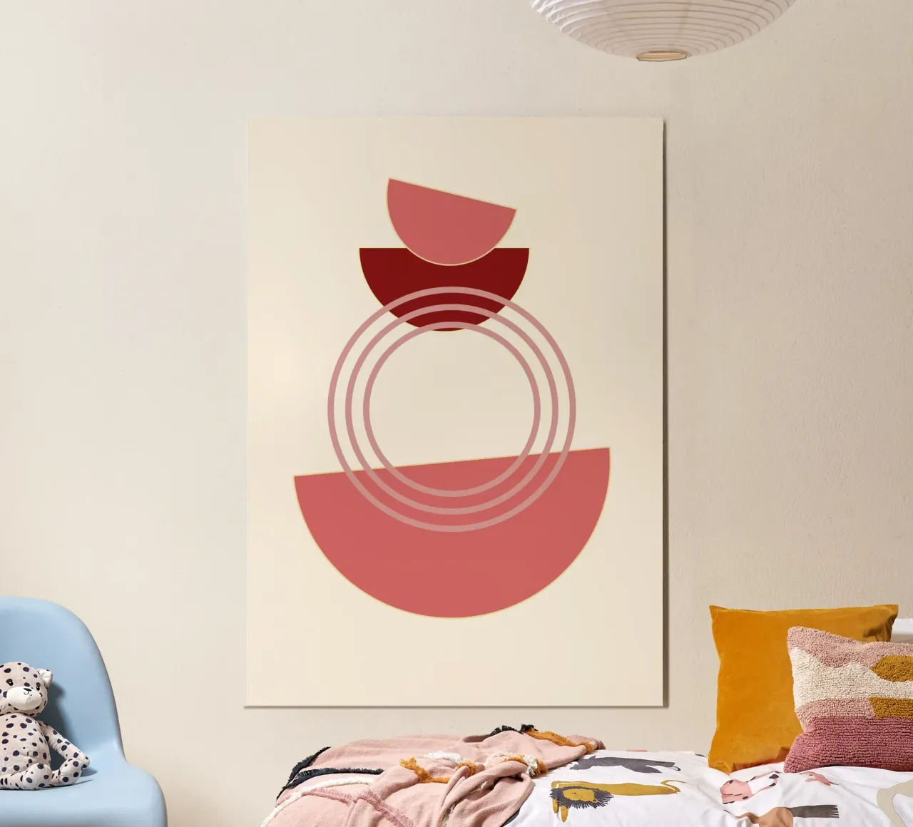 Abstract Biomorphic Shapes Pink & Gold Minimalist Art Print hahnemühle by NorwesClub