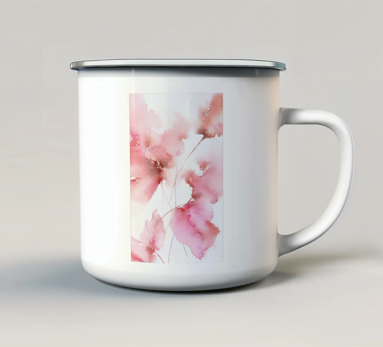Pink Bloom Watercolour tazza in smalto da Flora & Fauna