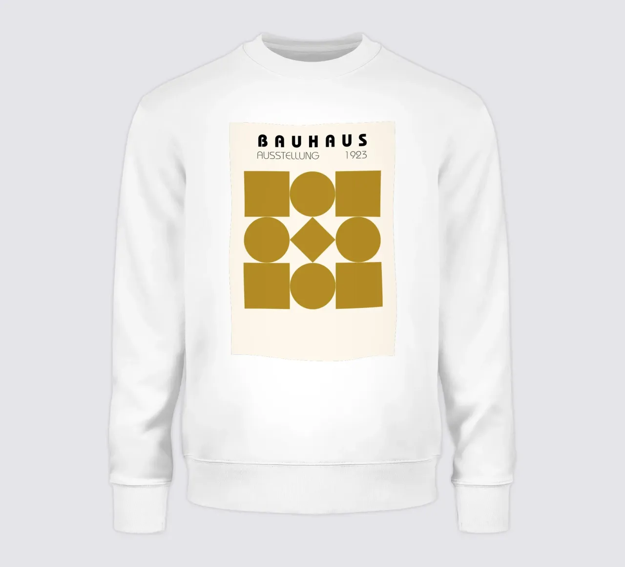 Bauhaus 1923 Geometric Shapes Mustard Exhibition Print sweatshirt by NorwesClub