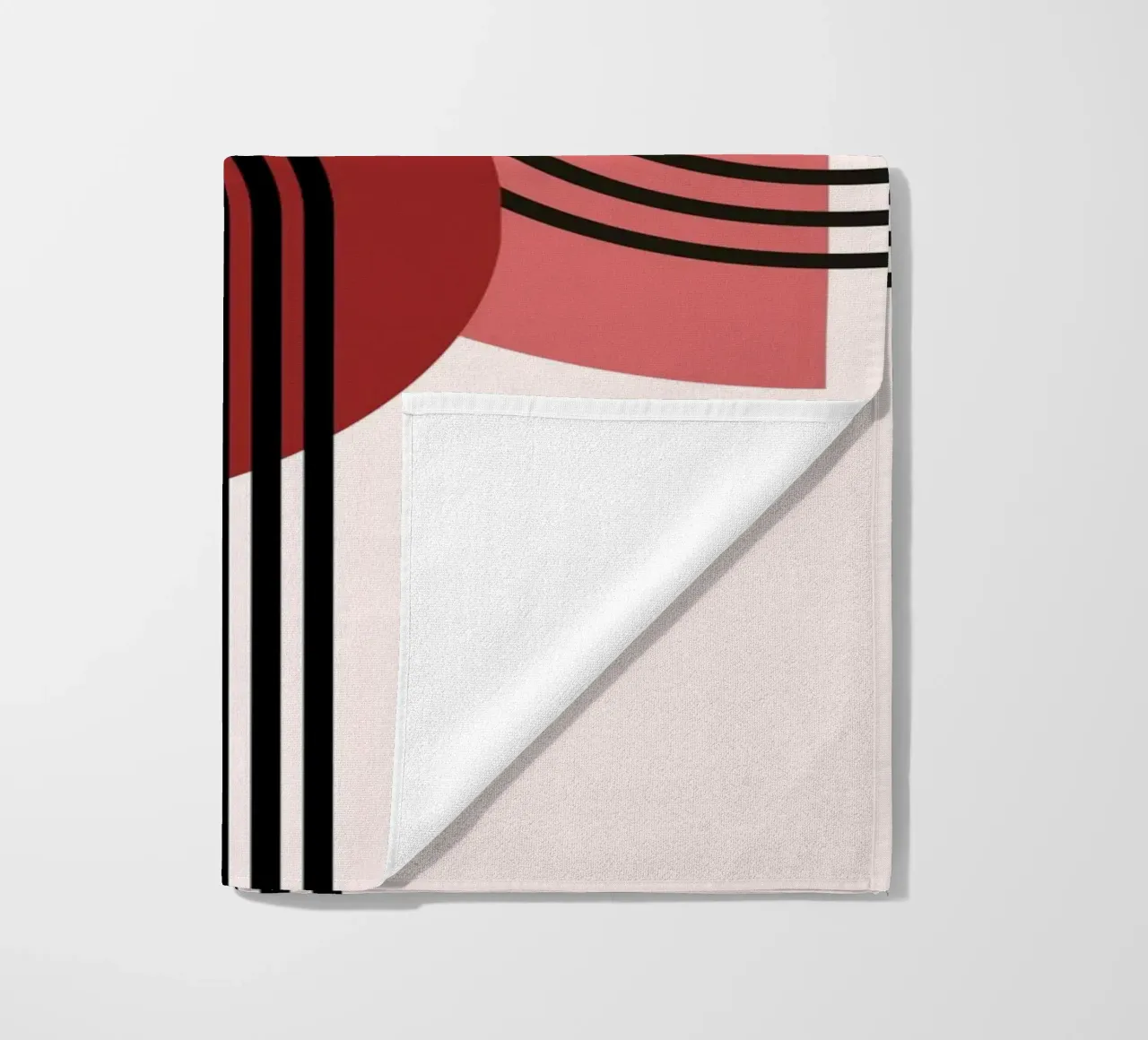 70s Arch Abstract Print - Red & Black Boho Geometric Art beach towel by NorwesClub
