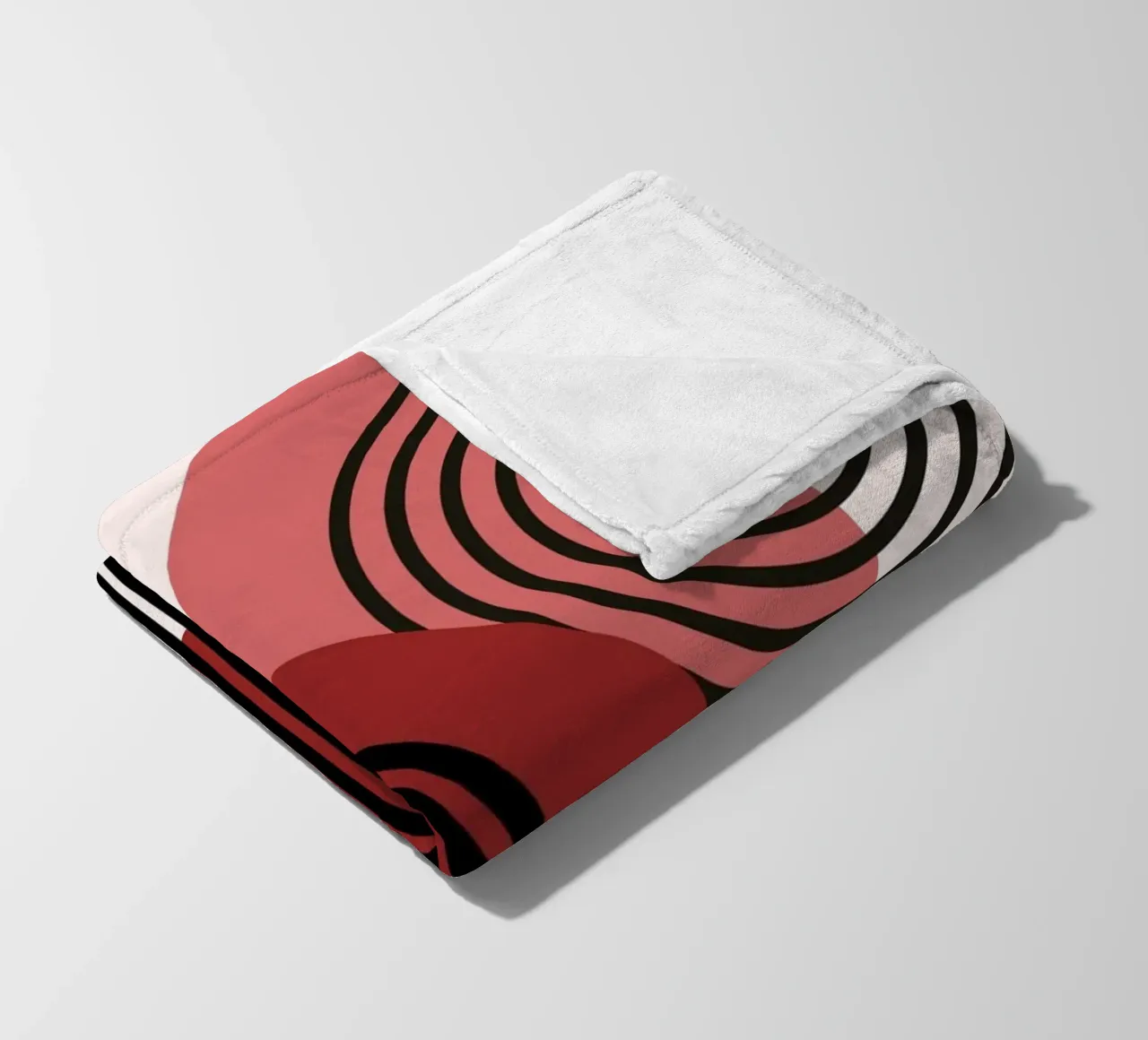 70s Arch Abstract Print - Red & Black Boho Geometric Art fleece blanket by NorwesClub