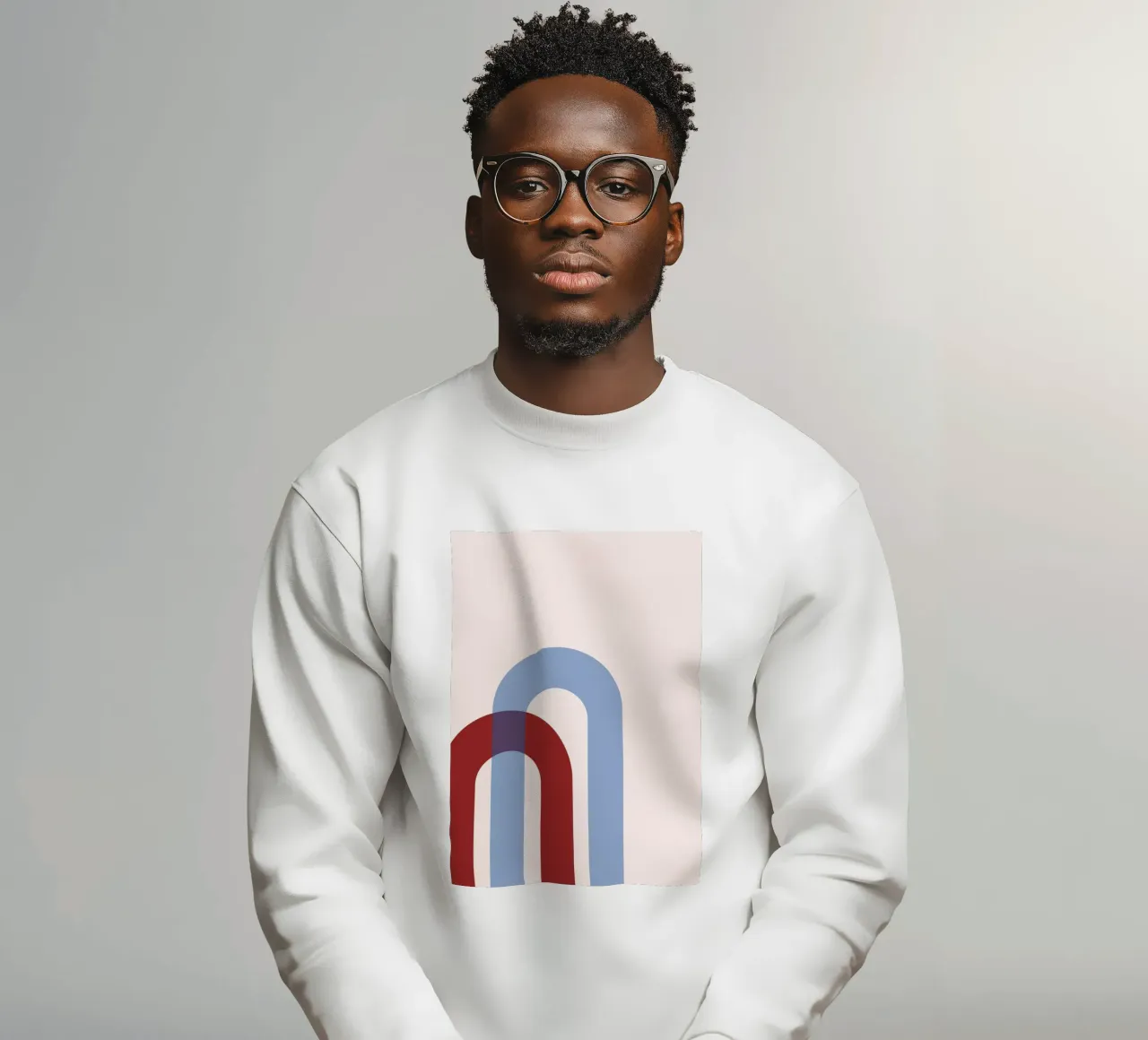 Minimalist Arch Abstract Print - Blue & Red Overlap Art sweatshirt by NorwesClub