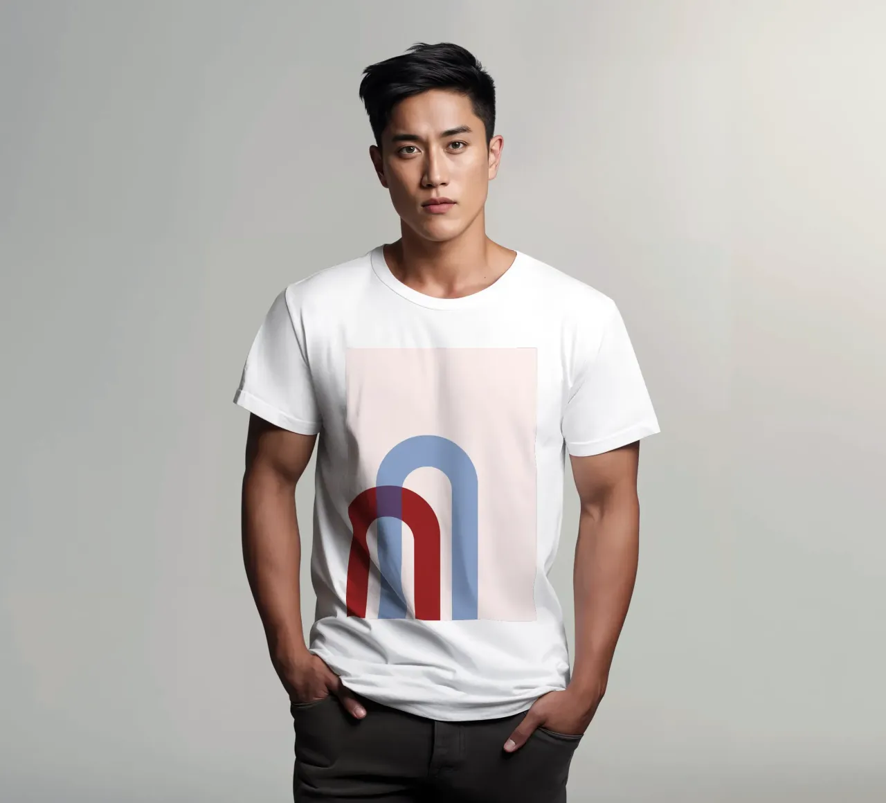 Minimalist Arch Abstract Print - Blue & Red Overlap Art t-shirt by NorwesClub