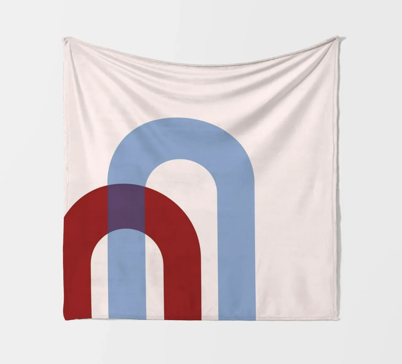Minimalist Arch Abstract Print - Blue & Red Overlap Art fleece blanket by NorwesClub