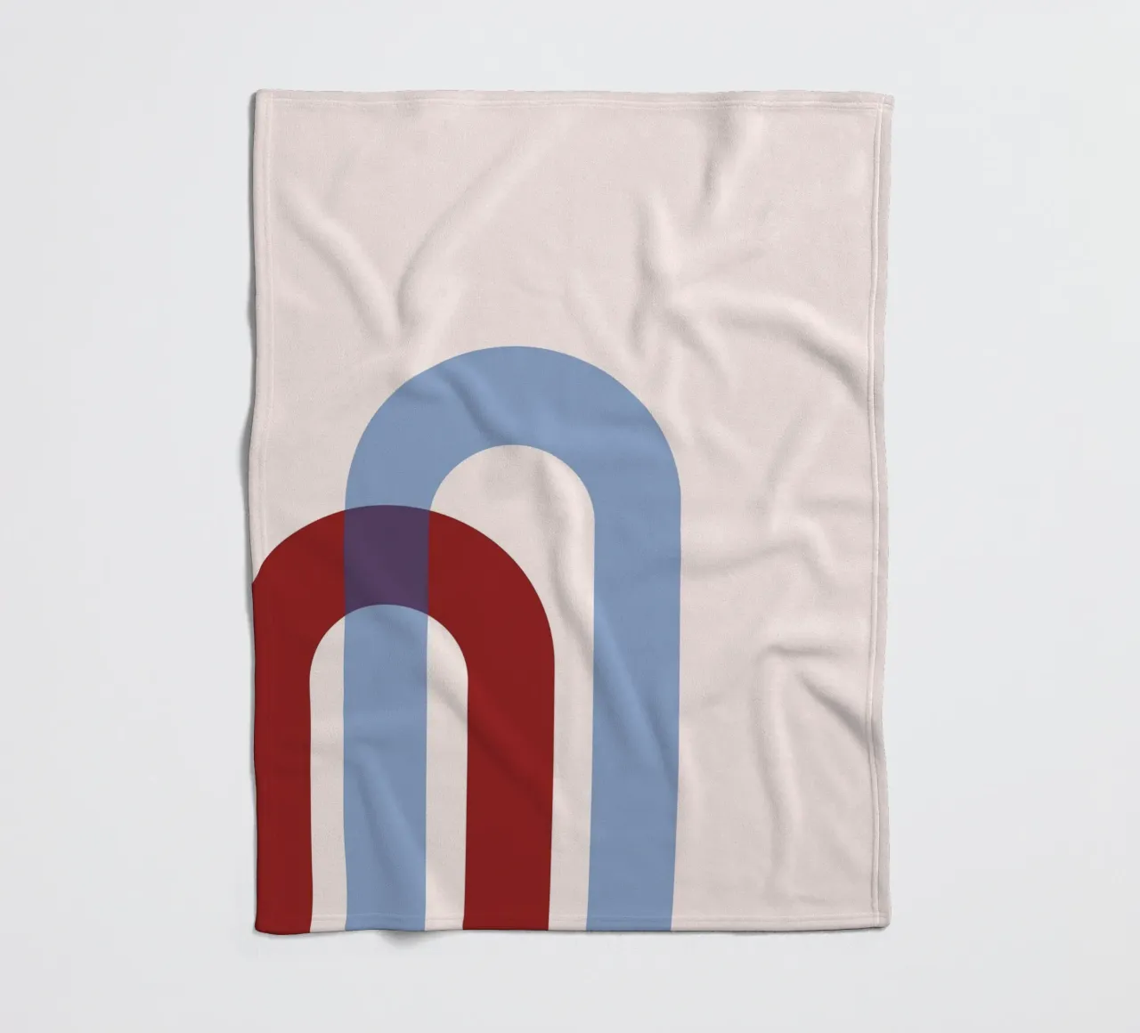 Minimalist Arch Abstract Print - Blue & Red Overlap Art fleece blanket by NorwesClub