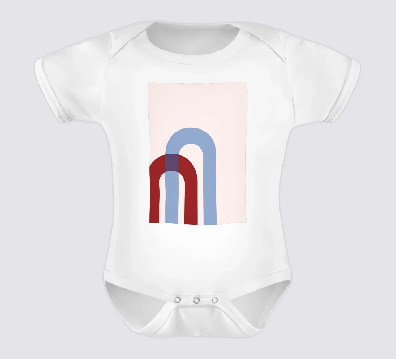Minimalist Arch Abstract Print - Blue & Red Overlap Art short-sleeve baby romper by NorwesClub