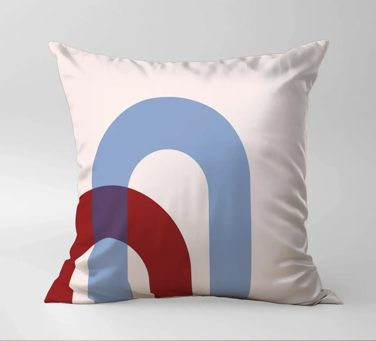Minimalist Arch Abstract Print - Blue & Red Overlap Art decorative cushion by NorwesClub
