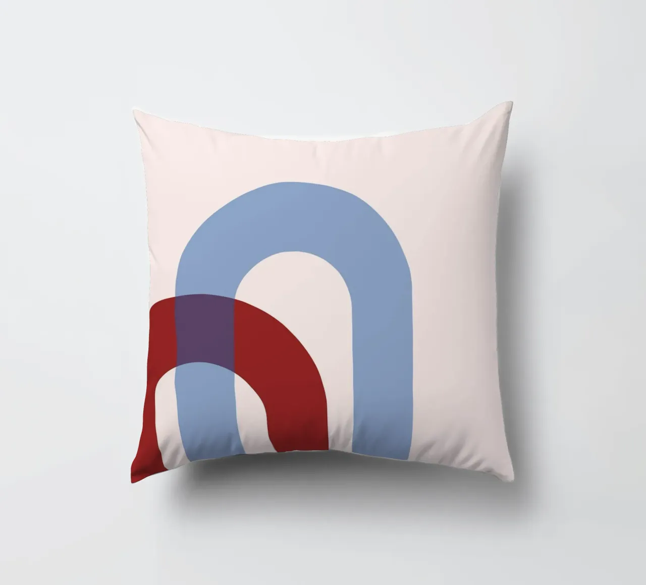 Minimalist Arch Abstract Print - Blue & Red Overlap Art decorative cushion by NorwesClub
