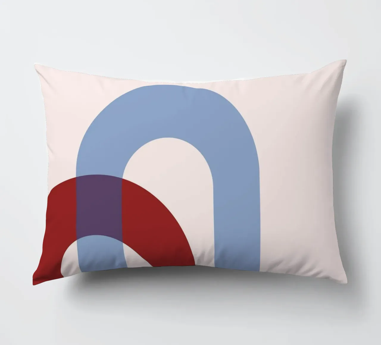 Minimalist Arch Abstract Print - Blue & Red Overlap Art decorative cushion by NorwesClub