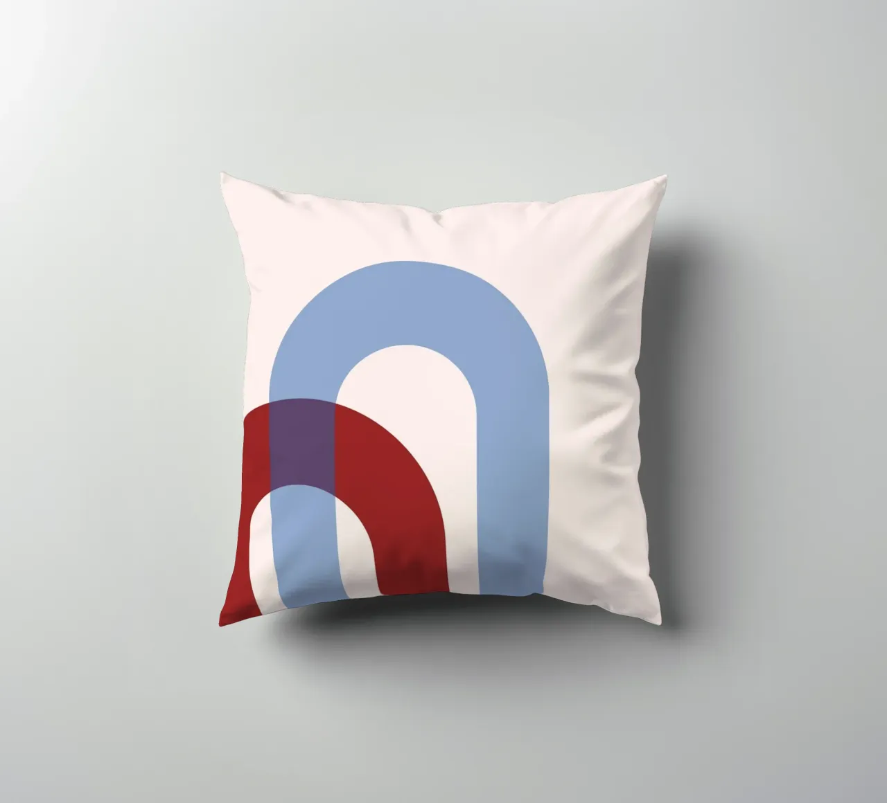 Minimalist Arch Abstract Print - Blue & Red Overlap Art decorative cushion by NorwesClub