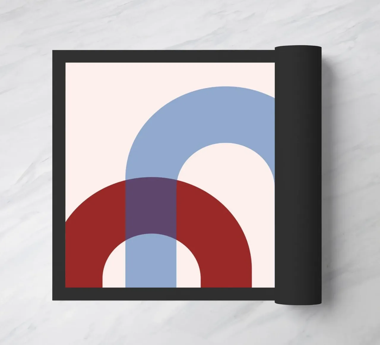 Minimalist Arch Abstract Print - Blue & Red Overlap Art doormat by NorwesClub