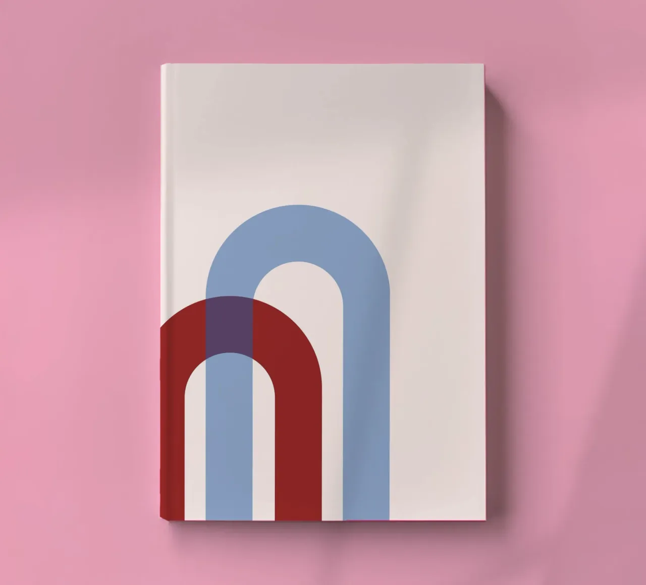 Minimalist Arch Abstract Print - Blue & Red Overlap Art notebook by NorwesClub
