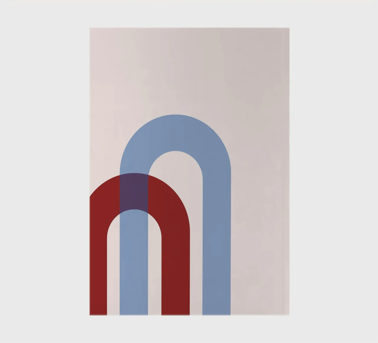 Minimalist Arch Abstract Print - Blue & Red Overlap Art notebook by NorwesClub
