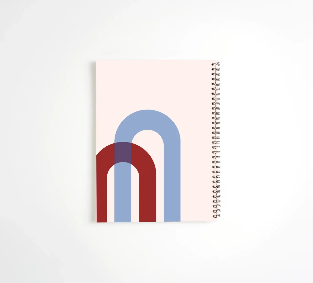 Minimalist Arch Abstract Print - Blue & Red Overlap Art spiral notebook by NorwesClub