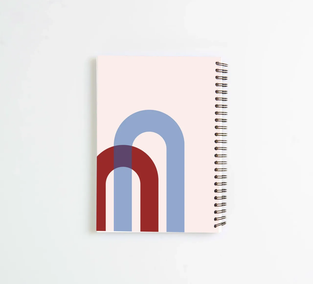 Minimalist Arch Abstract Print - Blue & Red Overlap Art spiral notebook by NorwesClub