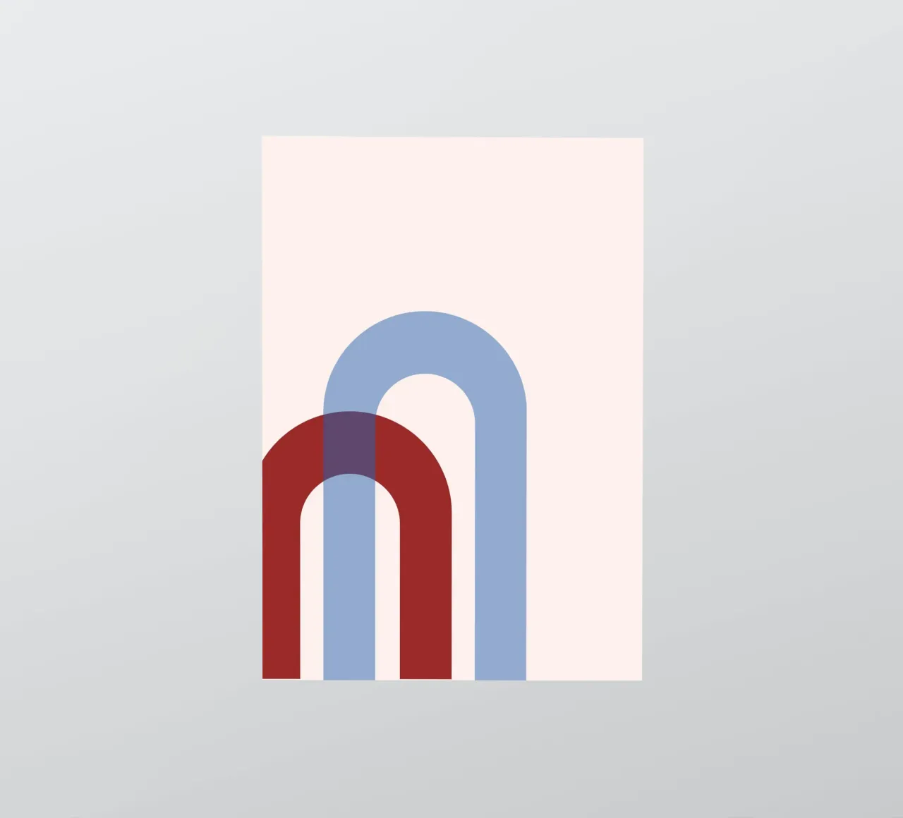 Minimalist Arch Abstract Print - Blue & Red Overlap Art (Art de chevauchement bleu et rouge) autocollant de NorwesClub