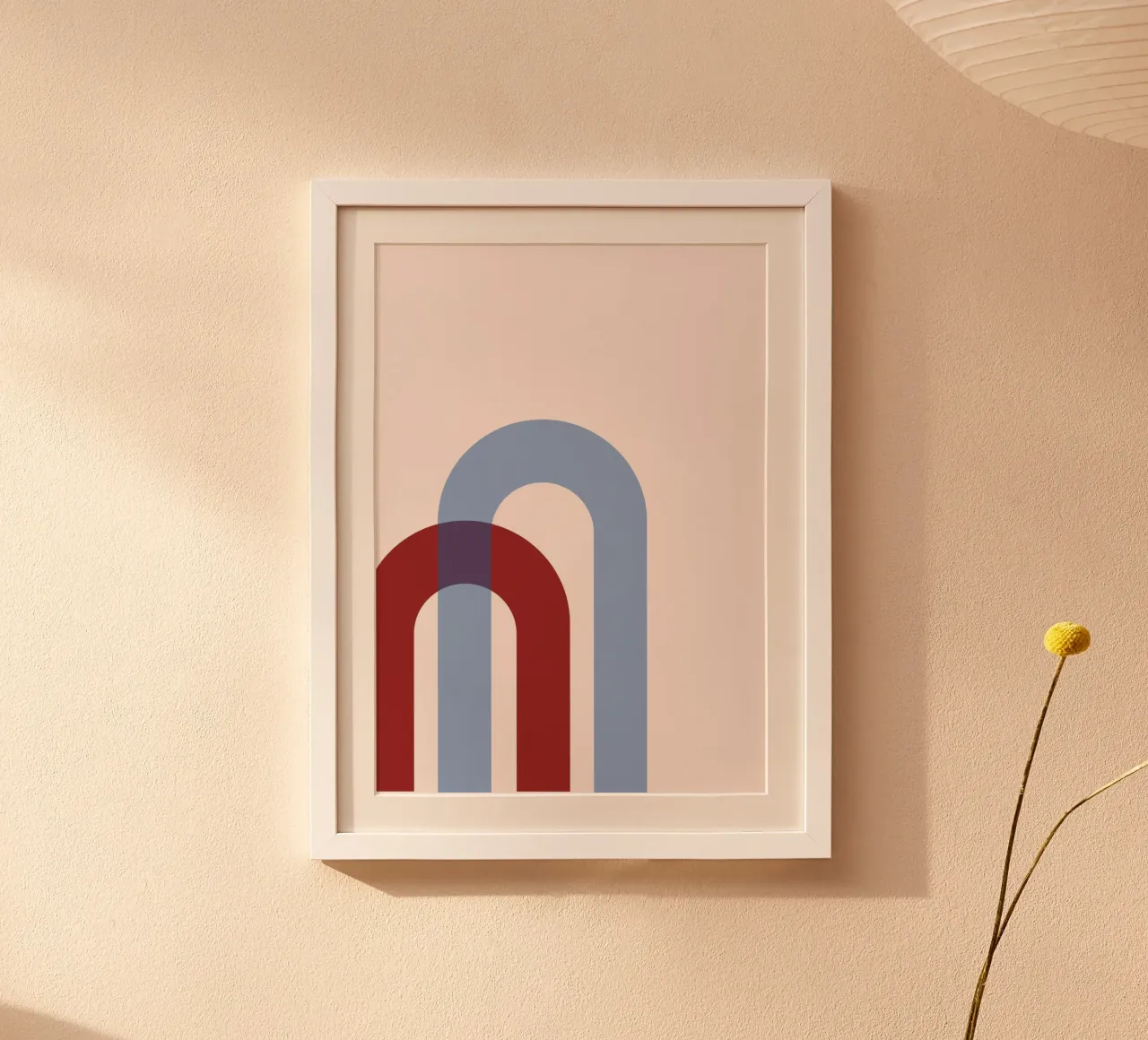 Minimalist Arch Abstract Print - Blue & Red Overlap Art hahnemühle by NorwesClub