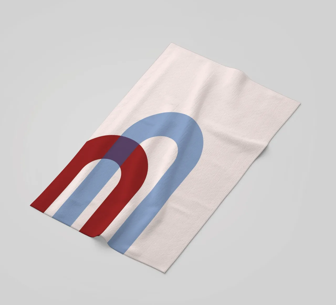 Minimalist Arch Abstract Print - Blue & Red Overlap Art beach towel by NorwesClub