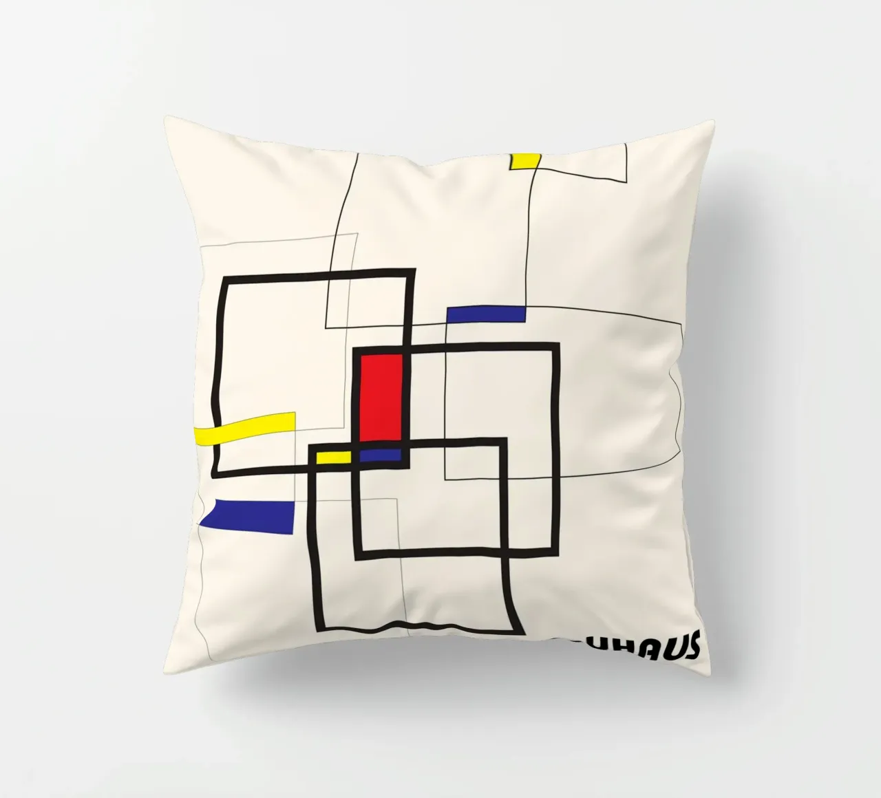 Bauhaus De Stijl Abstract Art - Primary Colour Geo Print decorative cushion by NorwesClub