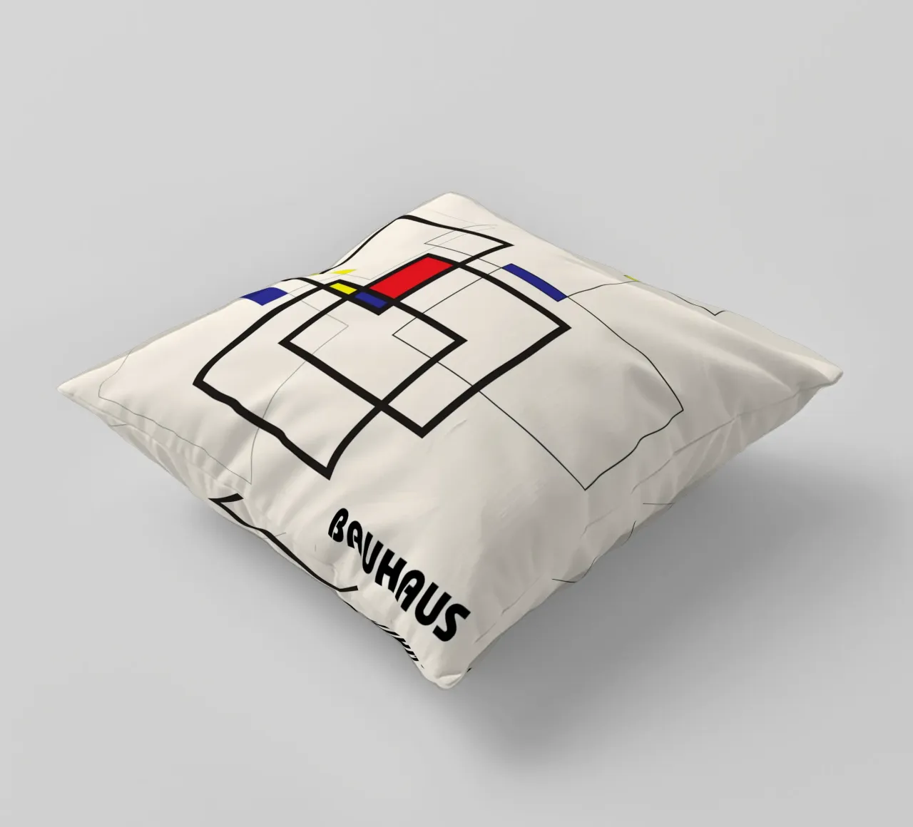 Bauhaus De Stijl Abstract Art - Primary Colour Geo Print decorative cushion by NorwesClub