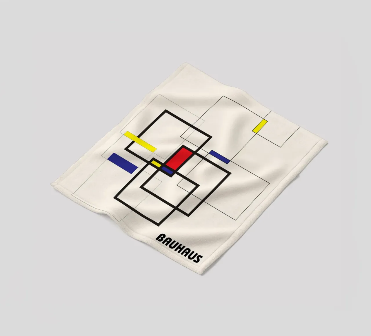 Bauhaus De Stijl Abstract Art - Primary Colour Geo Print fleece blanket by NorwesClub