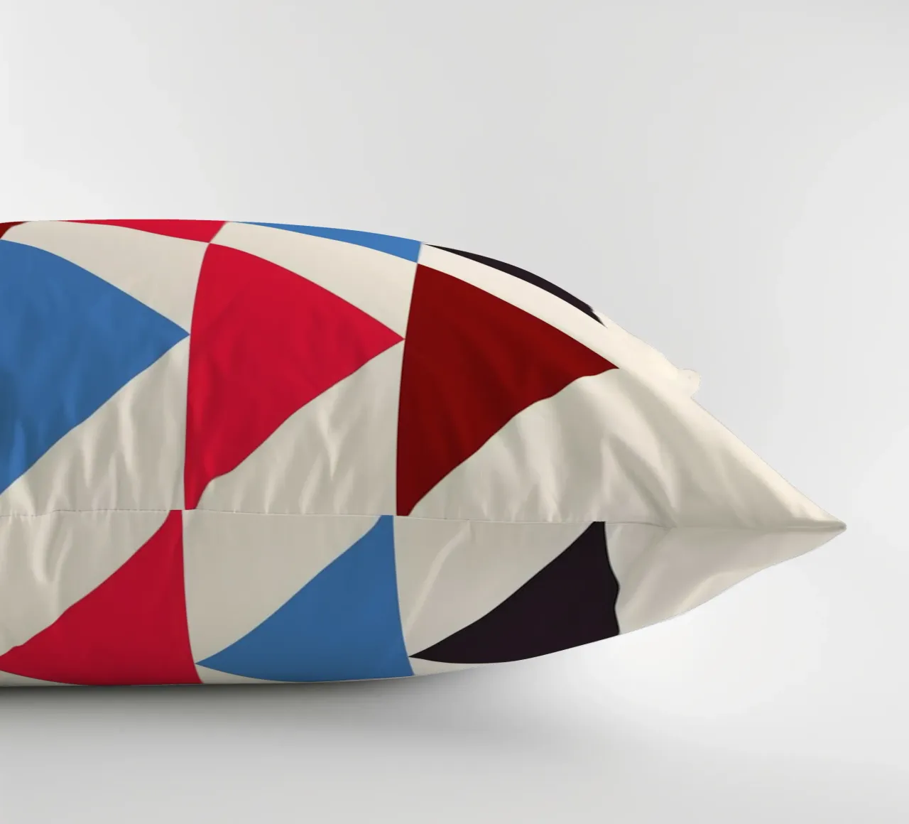 Geometric Triangle Pattern Print - Red Blue Black Modern decorative cushion by NorwesClub