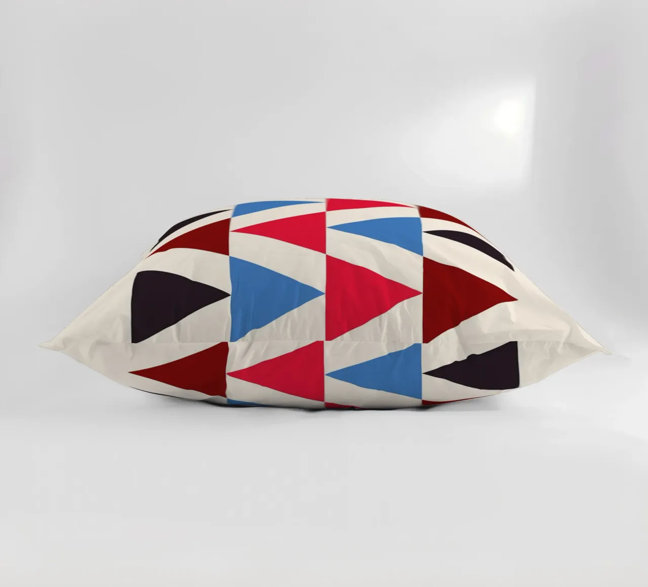 Geometric Triangle Pattern Print - Red Blue Black Modern decorative cushion by NorwesClub