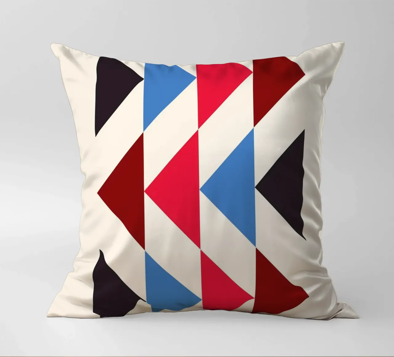 Geometric Triangle Pattern Print - Red Blue Black Modern decorative cushion by NorwesClub