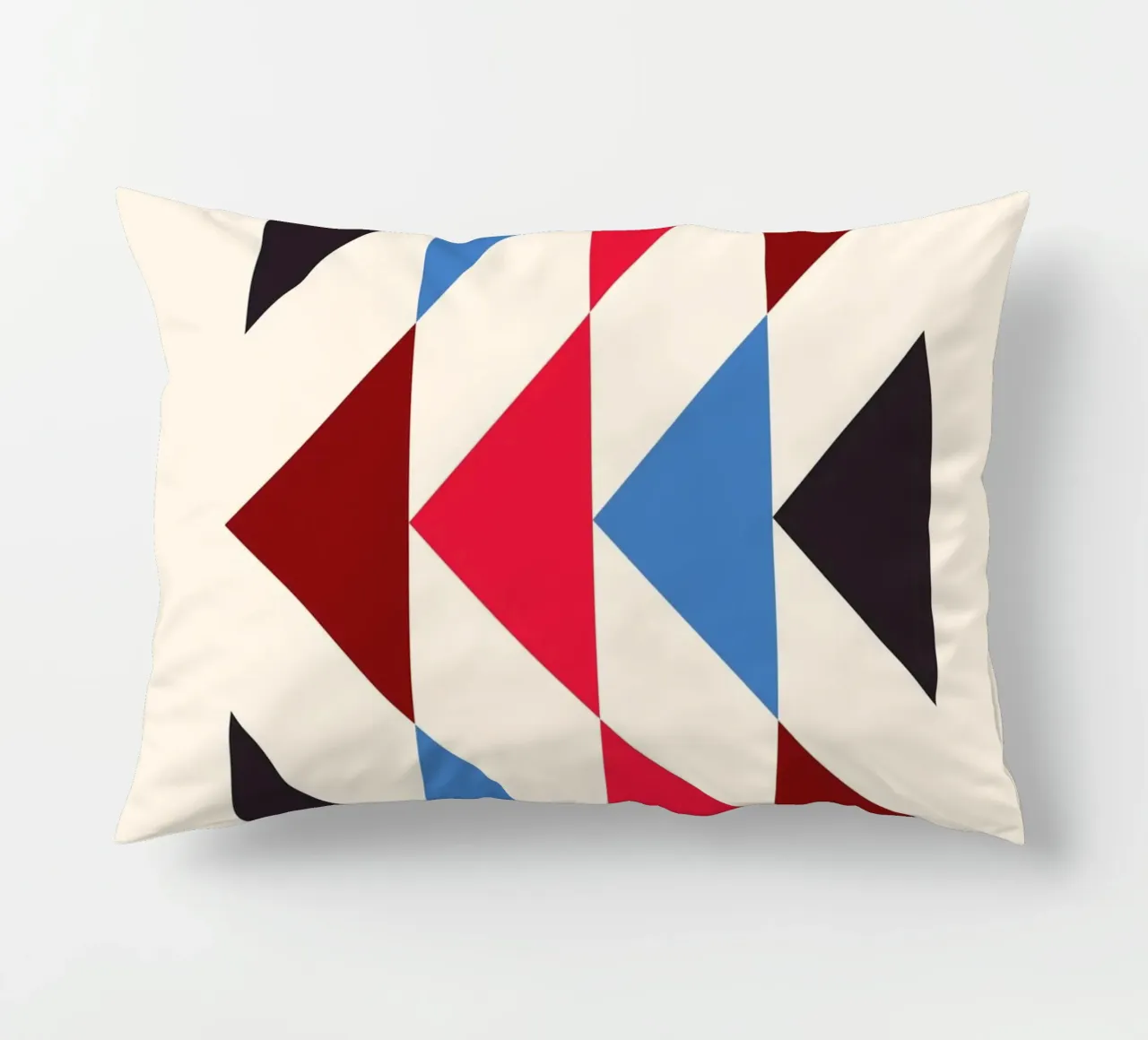 Geometric Triangle Pattern Print - Red Blue Black Modern decorative cushion by NorwesClub