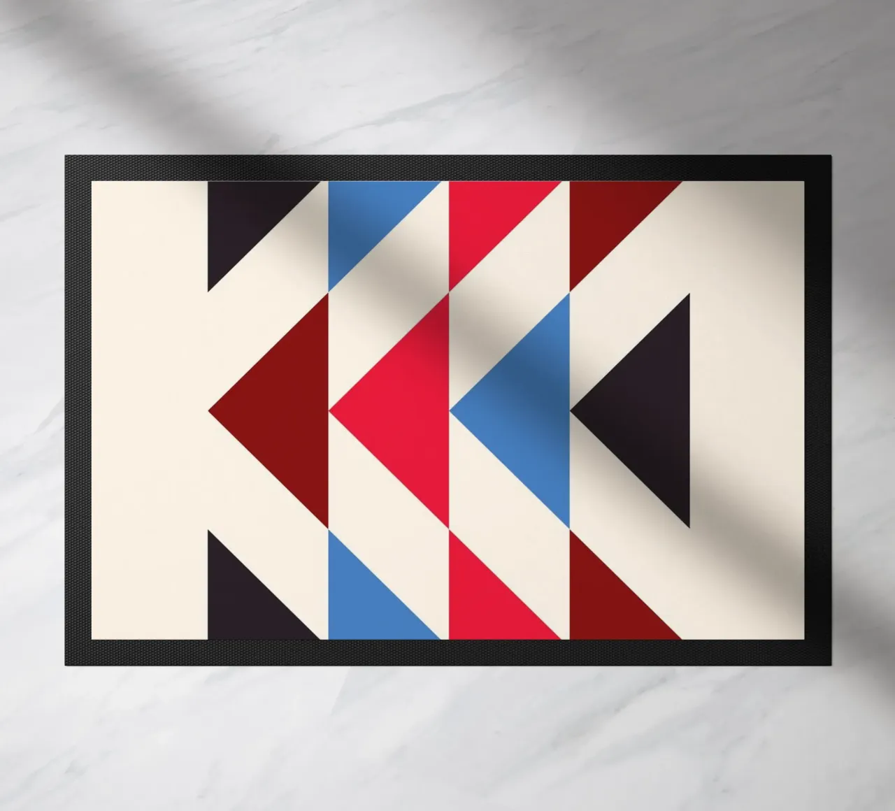 Geometric Triangle Pattern Print - Red Blue Black Modern doormat by NorwesClub