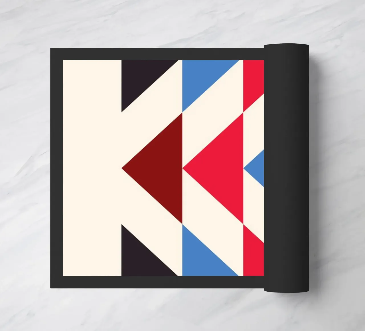 Geometric Triangle Pattern Print - Red Blue Black Modern doormat by NorwesClub