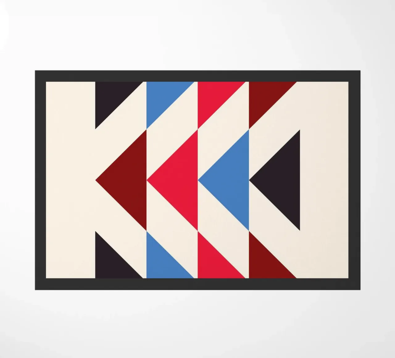 Geometric Triangle Pattern Print - Red Blue Black Modern doormat by NorwesClub