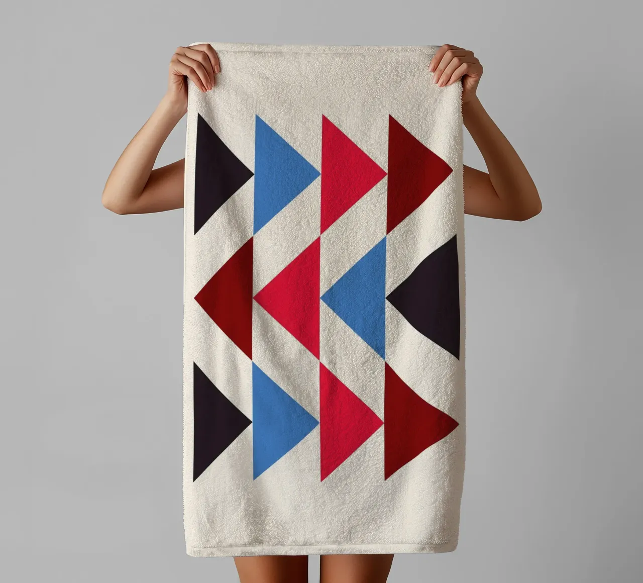 Geometric Triangle Pattern Print - Red Blue Black Modern towel by NorwesClub
