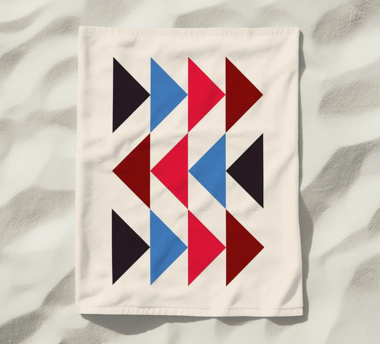 Geometric Triangle Pattern Print - Red Blue Black Modern beach towel by NorwesClub