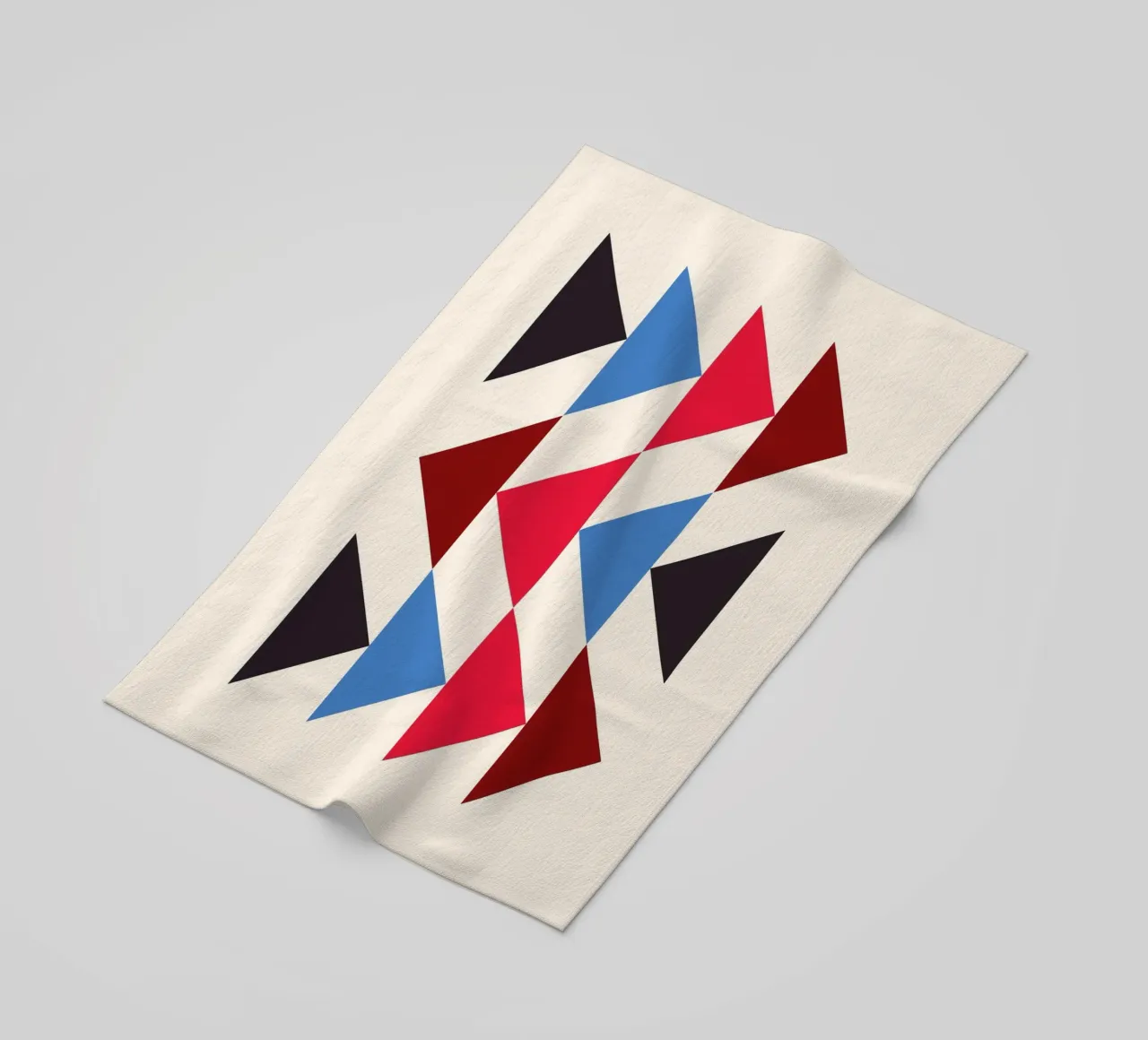 Geometric Triangle Pattern Print - Red Blue Black Modern beach towel by NorwesClub