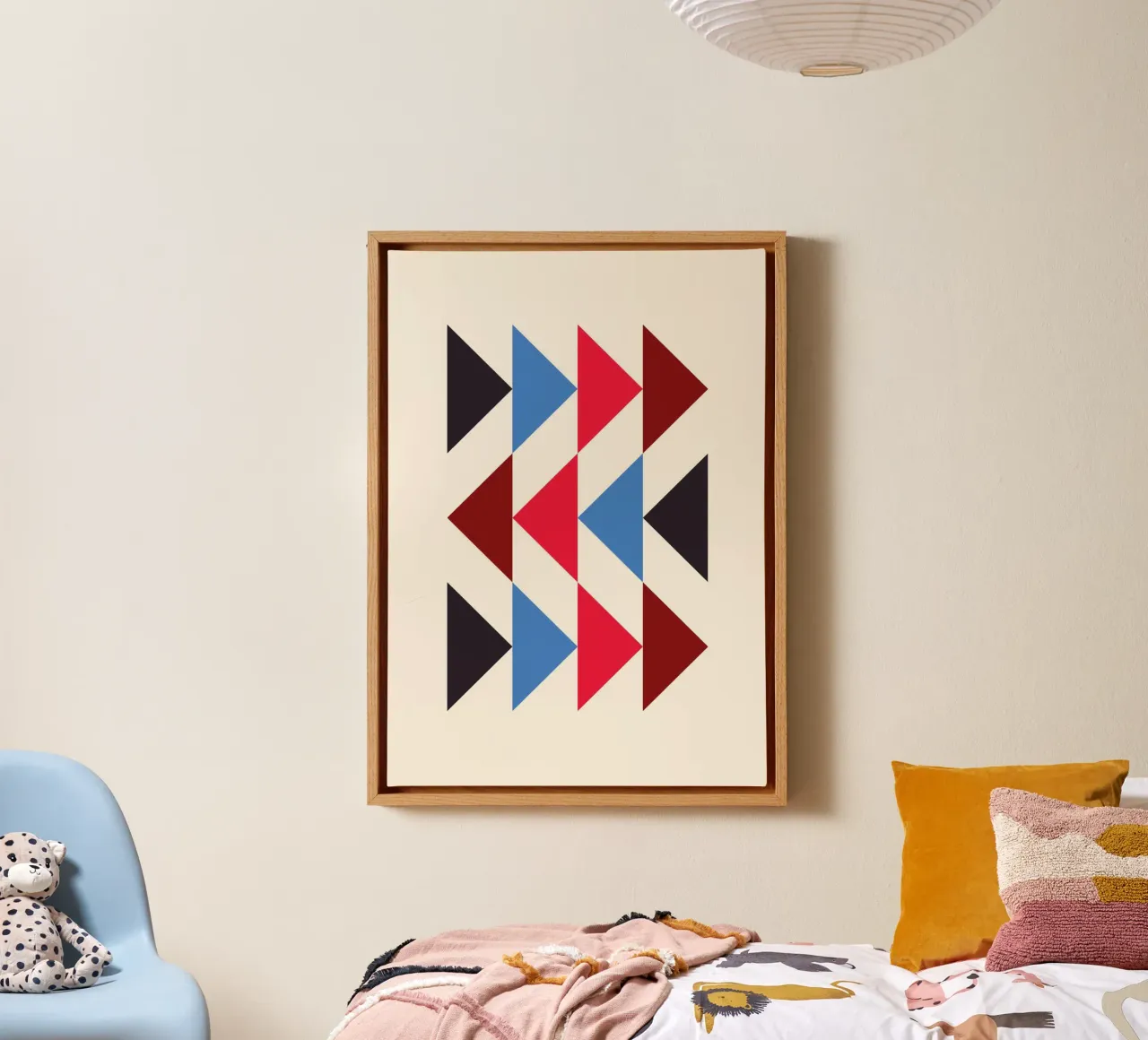 Stampa geometrica a triangolo - Rosso Blu Nero Moderno tela da NorwesClub